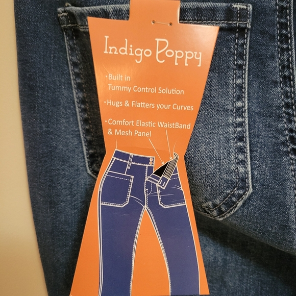 Indigo Poppy Women's Tummy Control Slim Bootcut Jeans - Picture 4 of 5